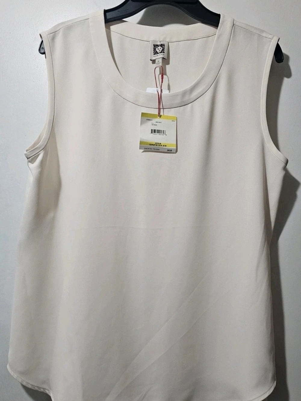 Anne Klein Ivory Sleeveless Round-Neck Shell Top